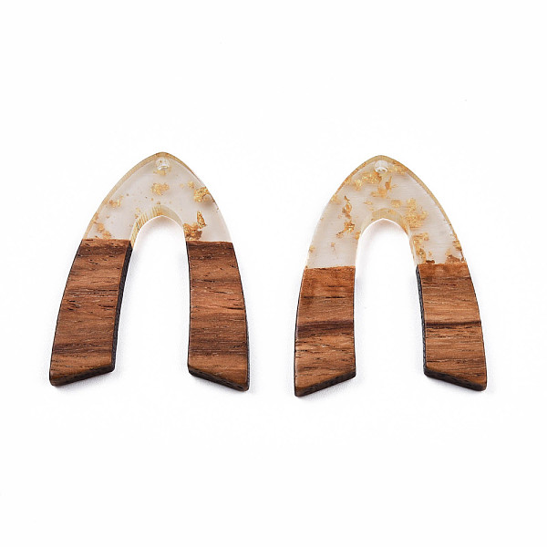 

PandaHall Transparent Resin & Walnut Wood Pendants, with Foil, V Shape Charm, Gold, 38x29x3mm, Hole: 2mm Resin+Wood Others Gold