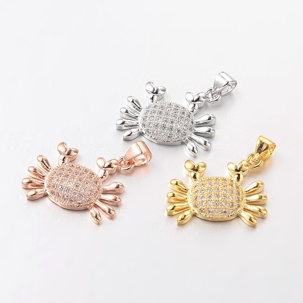 

PandaHall Crab Brass Micro Pave Cubic Zirconia Charms, Lead Free & Nickel Free, Mixed Color, 15x20x4mm, Hole: 3x3mm Brass+Cubic Zirconia...