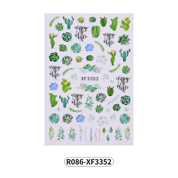 

PandaHall Nail Art Stickers Decals, DIY Nail Tips Decorations, Flower & Leaf Pattern, Light Green, 95x65mm Paper Flower Green