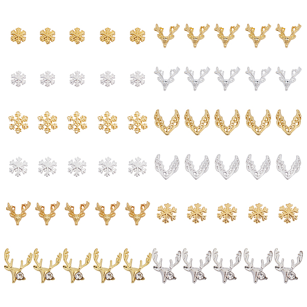 

PandaHall SUPERFINDINGS 144Pcs 12 Styles Christmas Themed Alloy Cabochons, Nail Art Decoration Accessories, DIY Crystal Epoxy Resin Material...