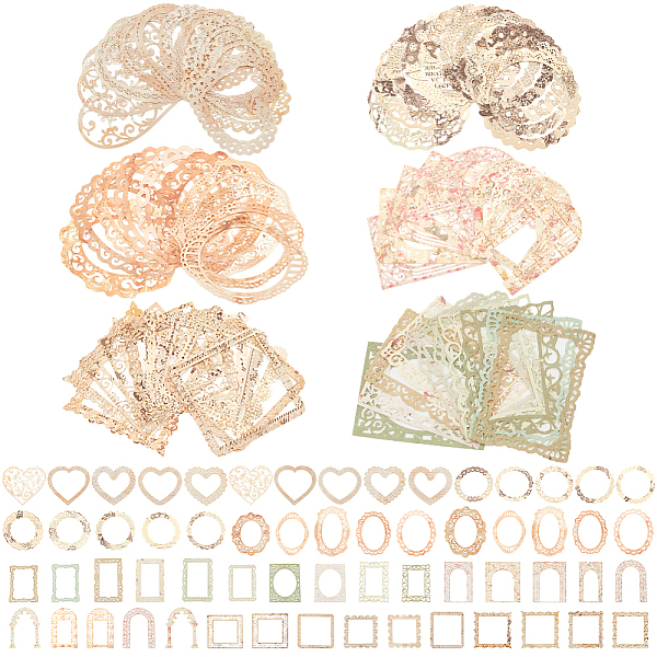 PandaHall CRASPIRE 60PCS Lace Frame Scrapbook Paper Supplies Pack Old Vintage Hollow Frame Cutout Decorative Paper for DIY Art Journaling...
