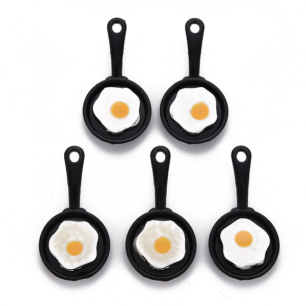 

PandaHall Spray Painted Alloy Enamel Pendants, Cadmium Free & Nickel Free & Lead Free, Pan with Egg, Black, 28x14x4mm, Hole: 1.8mm...