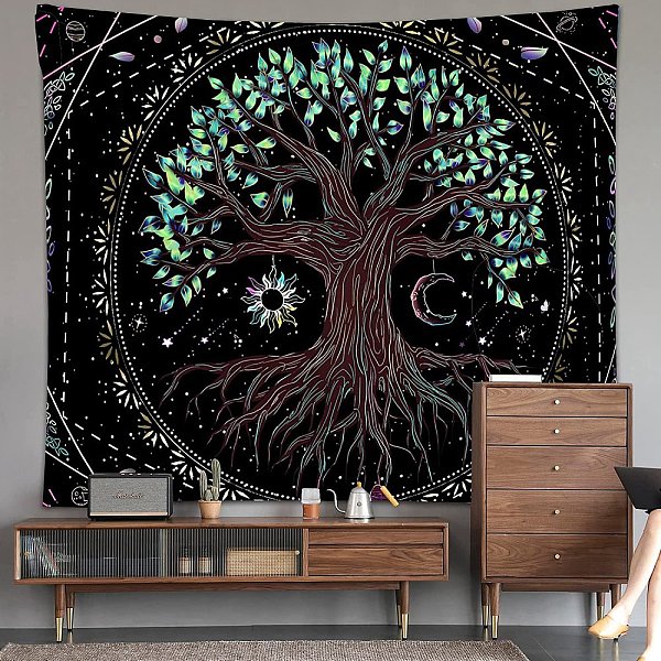 

PandaHall Mushroom Polyester Wall Tapestry, Rectangle Trippy Tapestry for Wall Bedroom Living Room, Tree Pattern, 1300x1500mm Polyester Tree