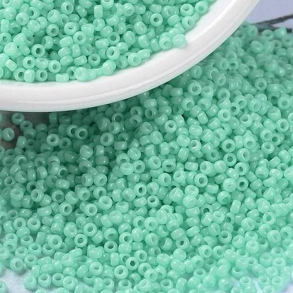 

PandaHall MIYUKI Round Rocailles Beads, Japanese Seed Beads, (RR4472) Duracoat Dyed Opaque Catalina, 15/0, 1.5mm, Hole: 0.7mm, about..., Cyan