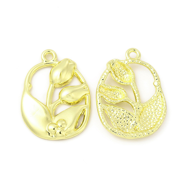 

PandaHall Rack Plating Alloy Pendants, Cadmium Free & Nickel Free & Lead Free, Oval with Flower Charms, Light Gold, 23x16.5x3mm, Hole: 1.6mm...