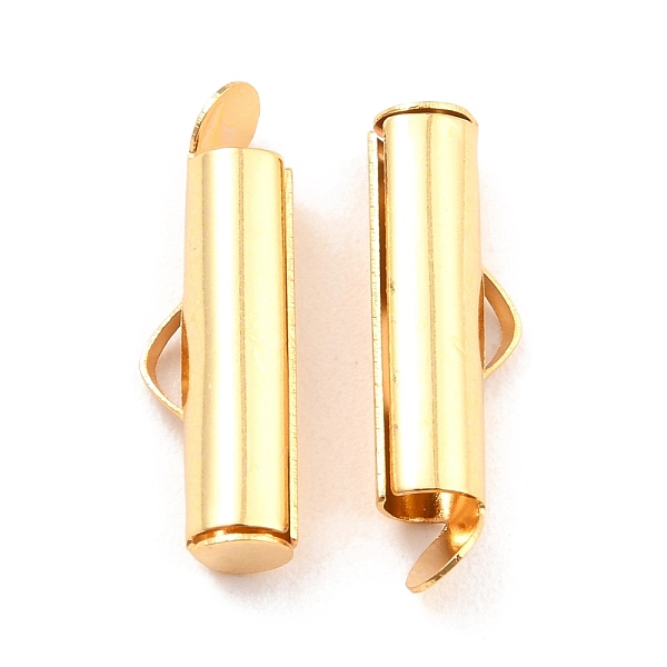

PandaHall 304 Stainless Steel Slide On End Clasp Tubes, Slider End Caps, Real 18K Gold Plated, 19x6x4mm, Hole: 3.5x1.5mm, Inner Diameter...