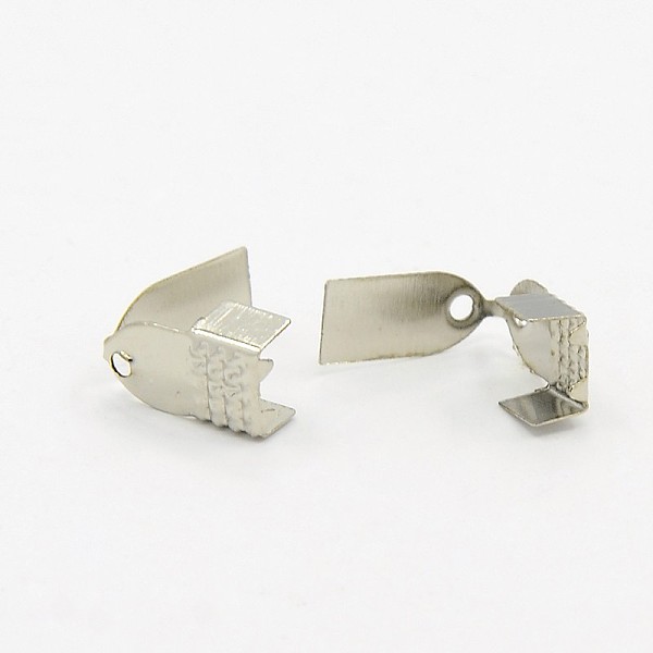 

PandaHall Iron Folding Crimp Ends, Fold Over Crimp Cord Ends, Platinum, 11x6x5mm, Hole: 1.5mm Iron