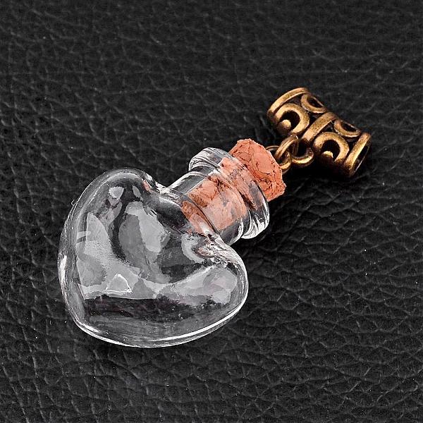 

PandaHall Heart Glass Bottle Pendants for Bead Containers, with Tampions and Alloy Tube Bails, Antique Bronze, Clear, 42x21x11mm, Hole: 3mm...