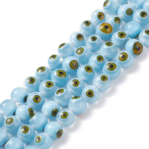 

PandaHall Handmade Evil Eye Lampwork Round Bead Strands, Light Blue, 8mm, Hole: 1mm, about 49pcs/strand, 14.17 inch Lampwork Evil Eye