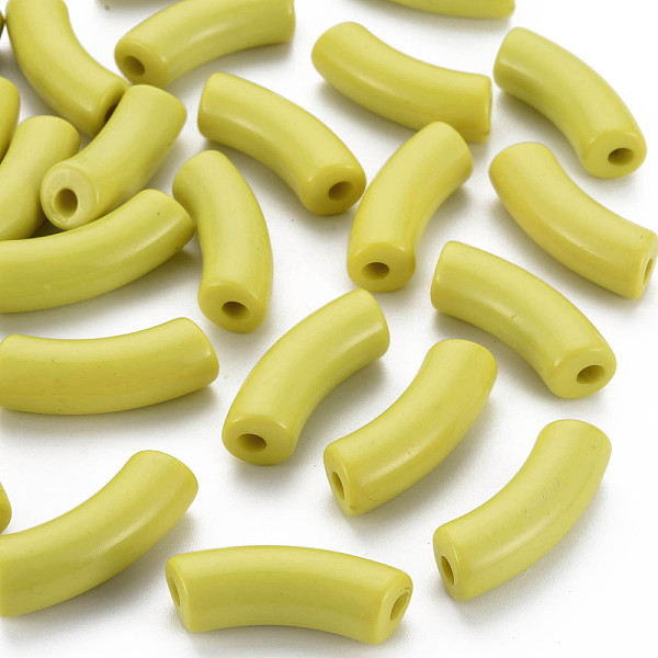 

PandaHall Opaque Acrylic Beads, Curved Tube, Light Khaki, 36x13.5x11.5mm, Hole: 4mm, about 148pcs/500g Acrylic Tube