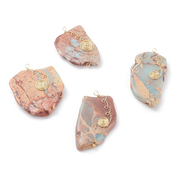 

PandaHall Natural Aqua Terra Jasper Big Pendants, with Real 18K Gold Plated Brass Findings, Nuggets, 46.5~57x29.5~40.5x6~7mm, Hole: 2mm Aqua...