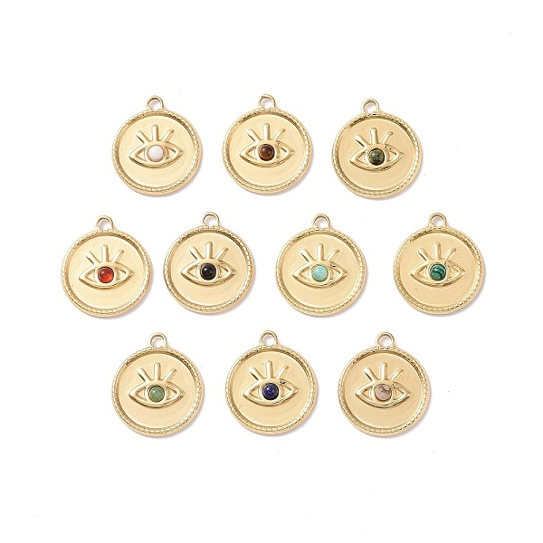 

PandaHall Natural & Synthetic Gemstone, Mixed Gemstone Pendants, with Ion Plating(IP) Real 18K Gold Plated 304 Stainless Steel Findings...