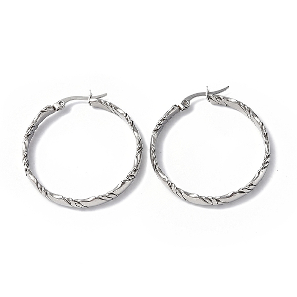 

PandaHall 304 Stainless Steel Flat Hoop Earrings for Women, Stainless Steel Color, 36.5x35x4.5mm, Pin: 0.7x0.9~1.4mm 304 Stainless Steel...