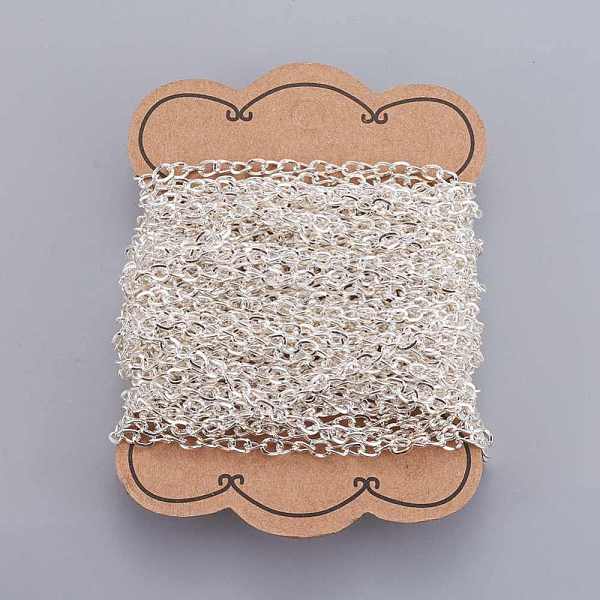 

PandaHall Iron Chains, Side Twisted Chains, Soldered, Lead Free, Silver, 5x4x0.9mm Iron