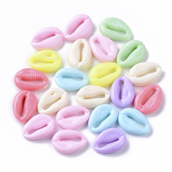 

PandaHall Opaque Polystyrene(PS) Plastic Beads, Cowrie Shell Shape, Mixed Color, 17x12.5x4.5mm, about 1000pcs/500g Plastic Shell Shape..., Multicolor