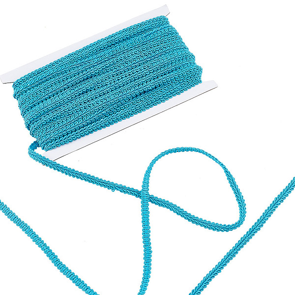 PandaHall Polyester Braided Lace Trim, Sewing Centipede Lace Ribbon, for Clothes Accessories and Curtains Accessories, Deep Sky Blue, 1/4