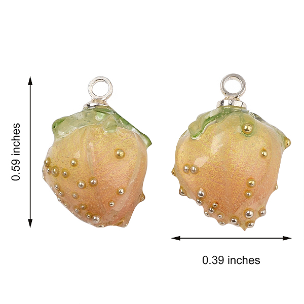 

PandaHall Handmade Flower Epoxy Resin Pendants, with Brass Peg Bails and Glass Micro Beads, Bud, Golden, Gold, 14~15x9~10x9~10mm, Hole...