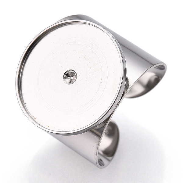 

PandaHall 304 Stainless Steel Open Cuff Finger Ring Cabochon Settings, Flat Round, Stainless Steel Color, US Size 8(18.1mm), Tray Diameter...