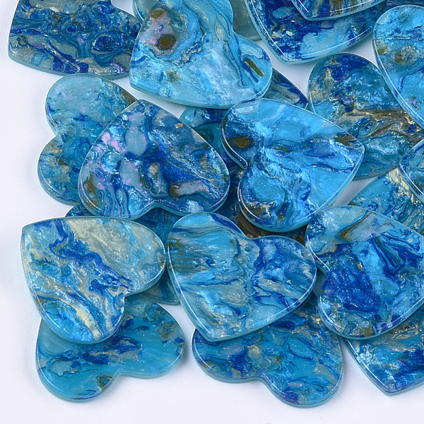 

PandaHall Cellulose Acetate(Resin) Pendants, Heart, Colorful, 22.5x25x2.5mm, Hole: 1.4mm Cellulose Acetate Heart