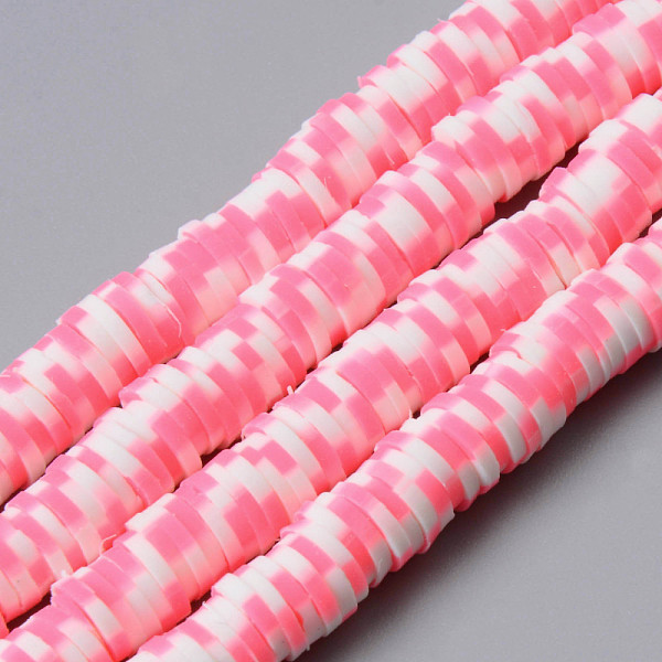 

PandaHall Handmade Polymer Clay Beads Strands, for DIY Jewelry Crafts Supplies, Heishi Beads, Disc/Flat Round, Hot Pink, 6x0.5~1mm, Hole...