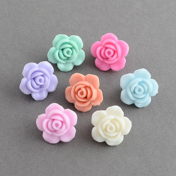 

PandaHall Rose Flower Acrylic Multi-Strand Links, Mixed Color, 19x18.5x12mm, Hole: 2.5mm, about 375pcs/500g Acrylic Flower Multicolor