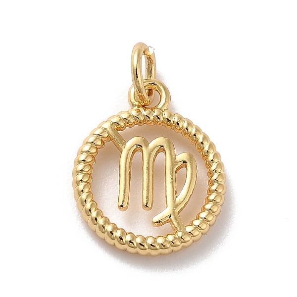 

PandaHall Brass Charms, Cadmium Free & Lead Free, Real 18K Gold Plated, Ring with Twelve Constellations, Virgo, 14.5x12x2mm, Hole: 3.4mm...
