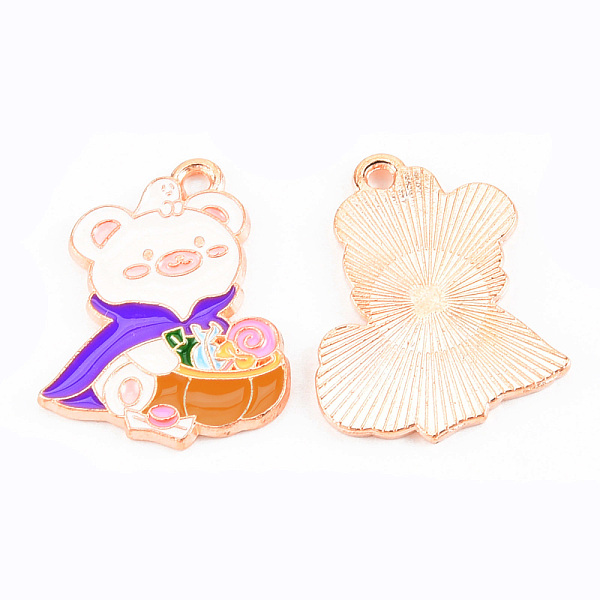 

PandaHall Light Gold Tone Alloy Enamel Pendants, Cadmium Free & Lead Free, Halloween, Bear, White, 24.8x18.5x1.2mm, Hole: 1.5mm Alloy+Enamel...