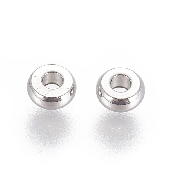 

PandaHall 304 Stainless Steel Spacer Beads, Flat Round, Stainless Steel Color, 4x1.7mm, Hole: 1.4mm 304 Stainless Steel Flat Round