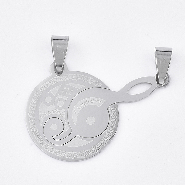 

PandaHall 201 Stainless Steel Split Pendants, Flat Round and Musical Note with Word I Love You, Stainless Steel Color, 27x39x1mm, Hole...
