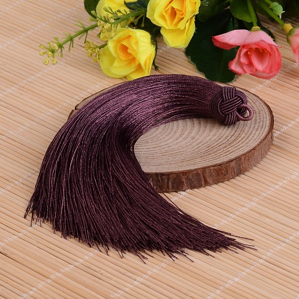 

PandaHall Beautiful Design Nylon Tassel Pendant Decorations, Purple, 160x18mm, Hole: 4mm Nylon Purple