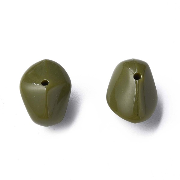 

PandaHall Opaque Acrylic Beads, Nuggets, Dark Olive Green, 12.5x18x13mm, Hole: 1.6mm, about 360pcs/500g Acrylic Nuggets