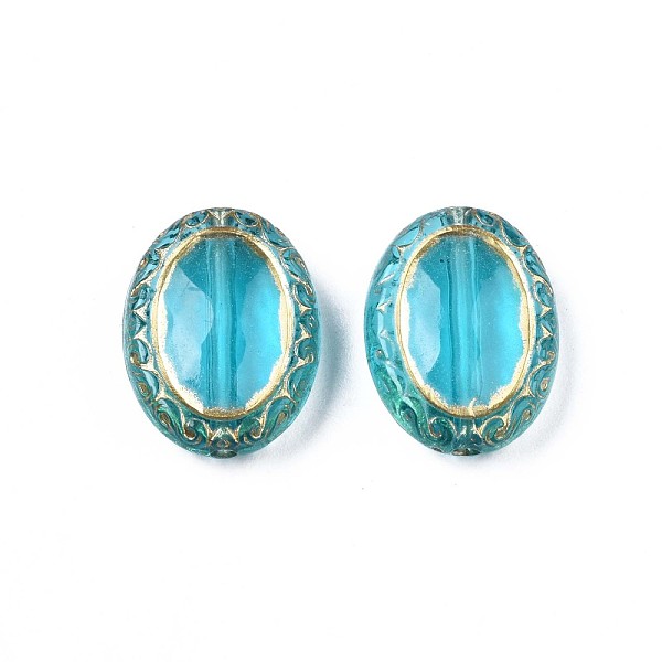 

PandaHall Plating Acrylic Beads, Metal Enlaced, Oval, Dark Turquoise, 17.5x13x5.5mm, Hole: 1.6mm, about 610pcs/500g Acrylic Oval