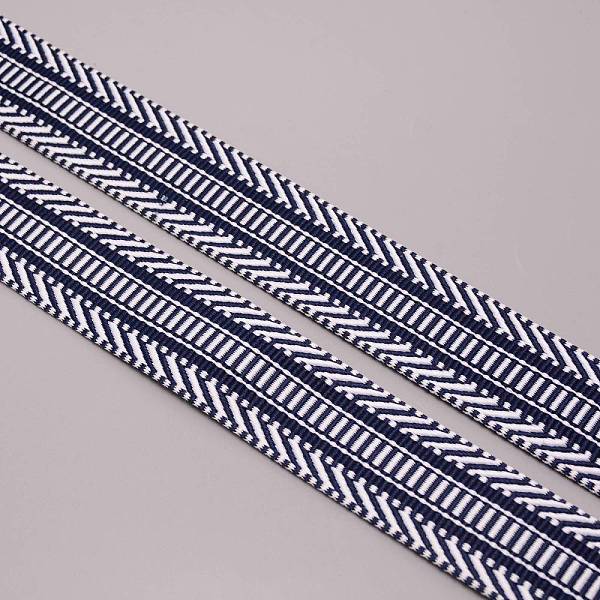 

PandaHall Polyester Cord, Knitted Strip, National Style, Flat, Garment Accessories, Prussian Blue, 38x1.8mm Polyester