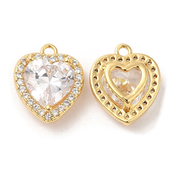 

PandaHall Brass and Clear Cubic Zirconia Pendants, Heart, Real 18K Gold Plated, 13.5x11.5x6mm, Hole: 1.4mm Brass+Cubic Zirconia Heart Clear