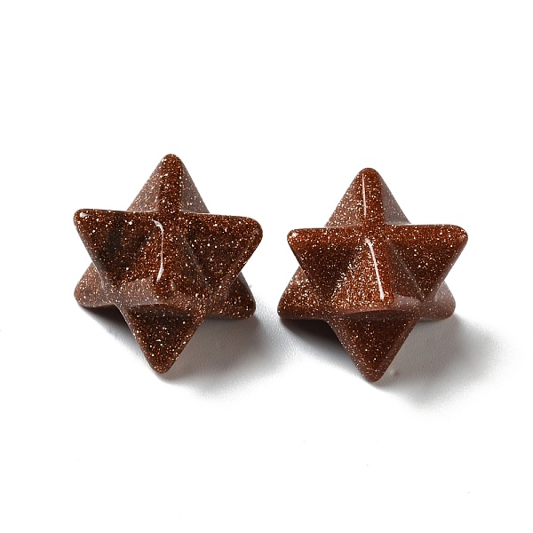 

PandaHall Synthetic Goldstone Beads, No Hole/Undrilled, Merkaba Star, 12.5~13x12.5~13x12.5~13mm Goldstone Star
