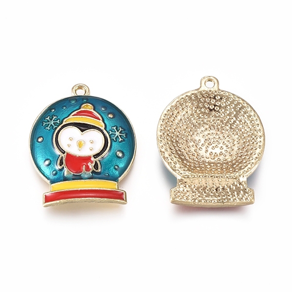 

PandaHall Alloy Enamel Pendants, for Christmas, Flat Round with Penguin, Colorful, Golden, 26x20.5x4mm, Hole: 1.5mm Alloy+Enamel Flat Round