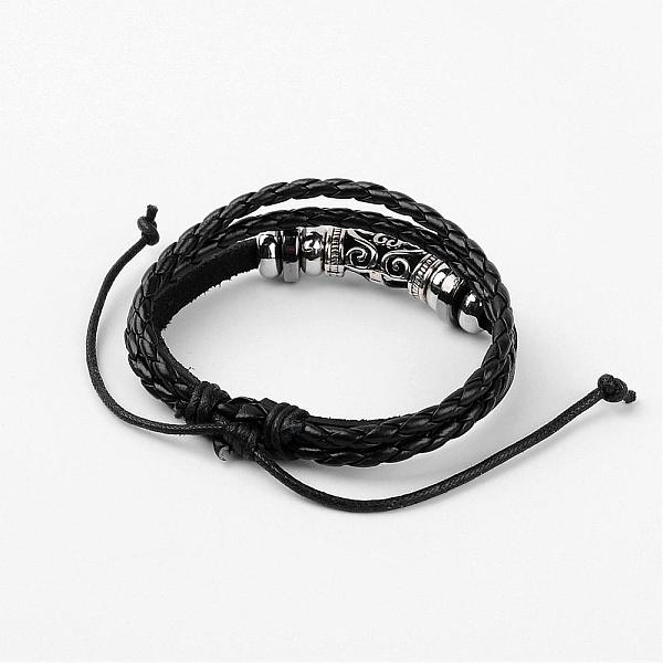 Einstellbar Multi-Strang-Armbänder Lederschnur