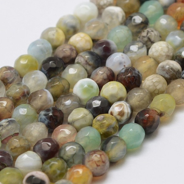 

PandaHall Faceted Natural Fire Crackle Agate Beads Strands, Round, Dyed & Heated, 4mm, Hole: 0.8mm, about 90~92pcs/strand, 14 inch(35.6cm)...