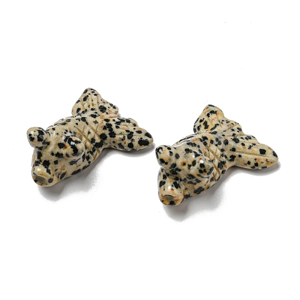 

PandaHall Natural Dalmatian Jasper Carved Healing Goldfish Figurines, Reiki Energy Stone Display Decorations, 21.5x29~29.5x37~39mm Dalmatian...