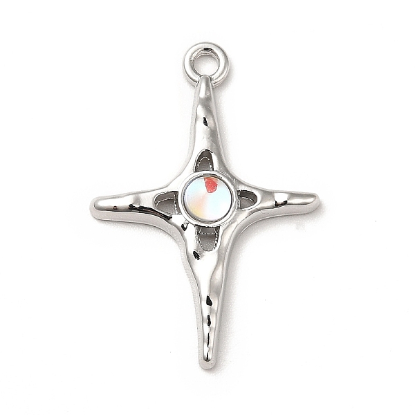 

PandaHall Rack Plating Alloy Pendants, with Glass, Cadmium Free & Lead Free, Star Charms, Platinum, 29x20x4mm, Hole: 1.8mm Alloy+Glass Star