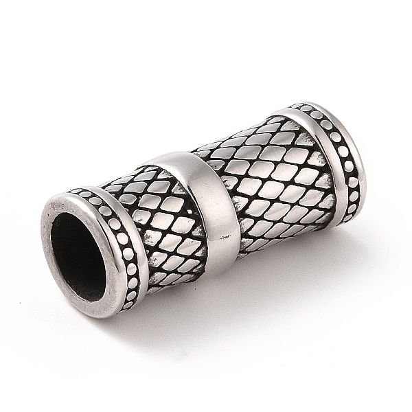 

PandaHall 304 Stainless Steel European Beads, Large Hole Beads, Column with Rhombus Pattern, Antique Silver, 22x9mm, Hole: 6mm 304 Stainless...