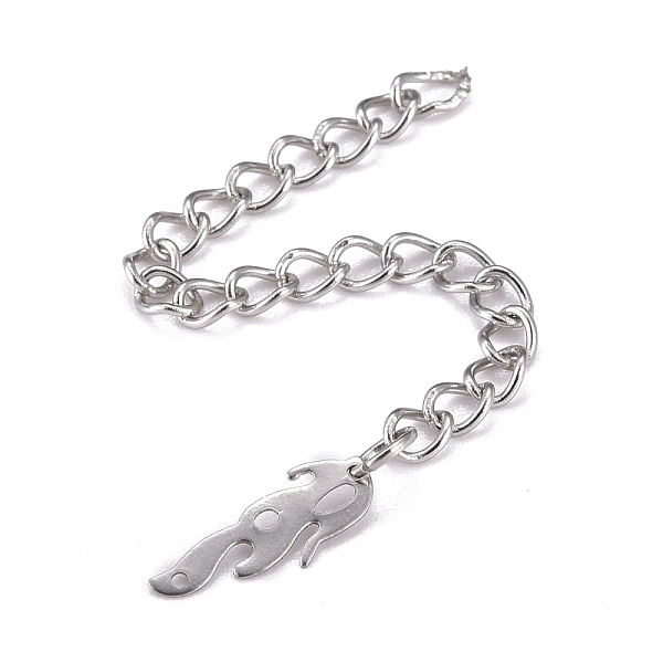 

PandaHall 304 Stainless Steel Chain Extender, Curb Chain, with 202 Stainless Steel Charms, Feather, Stainless Steel Color, 65~69mm, Link...
