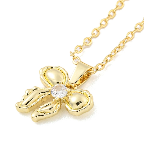 

PandaHall Brass Micro Pave Clear Cubic Zirconia Pendant Necklaces for Women, Bowknot, Real 18K Gold Plated, 19.84 inch(504mm) Brass Bowknot