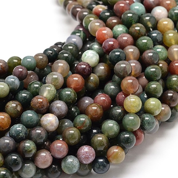 

PandaHall Natural Indian Agate Round Bead Strands, 10mm, Hole: 1mm, about 40pcs/strand, 15.5 inch Indian Agate Round