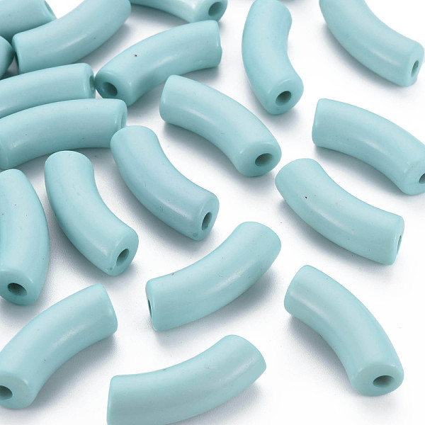 

PandaHall Opaque Acrylic Beads, Curved Tube, Light Blue, 36x13.5x11.5mm, Hole: 4mm, about 148pcs/500g Acrylic Tube