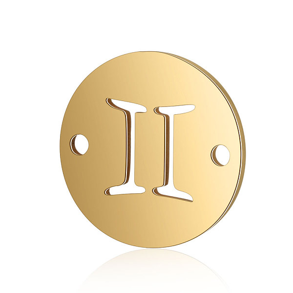 

PandaHall Titanium Steel Links connectors, Flat Round with Constellation, Golden, Gemini, 12x0.8mm, Hole: 0.8mm Titanium Steel Gemini