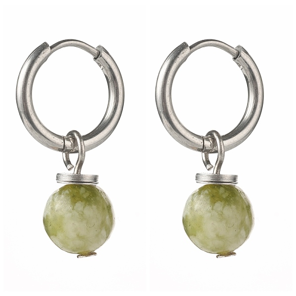 

PandaHall Natural Qinghai Jade Beads Earrings for Girl Women Gift, 202 Stainless Steel Huggie Hoop Earrings, 25.5mm, Pin: 1mm Qinghai Jade...