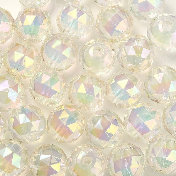 

PandaHall Two Tone UV Plating Rainbow Iridescent Acrylic Beads, Faceted, Round, Clear, 15x15.5mm, Hole: 3.8mm Acrylic Pumpkin Clear