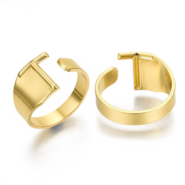 

PandaHall Alloy Cuff Finger Rings, Cadmium Free & Nickel Free & Lead Free, Alphabet, Golden, Letter.T, US Size 8(18.1mm) Alloy