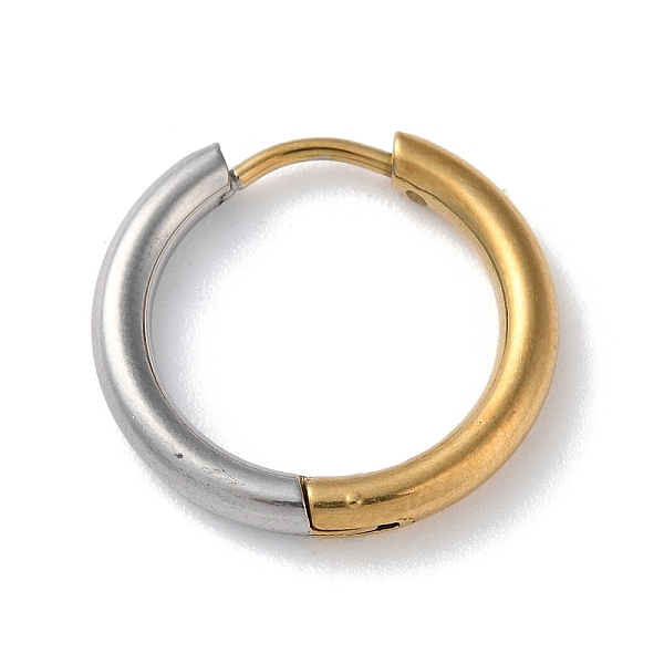 

PandaHall Two Tone 304 Stainless Steel Huggie Hoop Earrings, Golden & Stainless Steel Color, 18x19x2.5mm 304 Stainless Steel Ring
